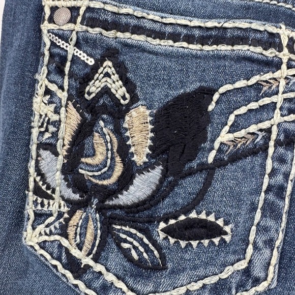 VIGOSS Womens Slim Boot Jeans Dark Wash Embroidered Pockets Size 18 Boho Western - Picture 7 of 12